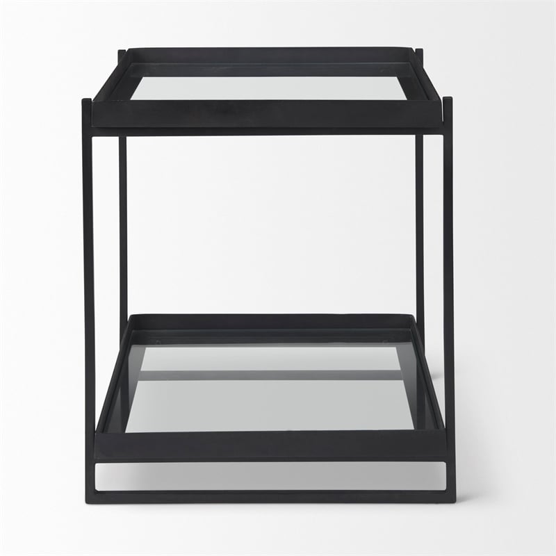 Mercana Trey Black Metal W/Glass Accent Table