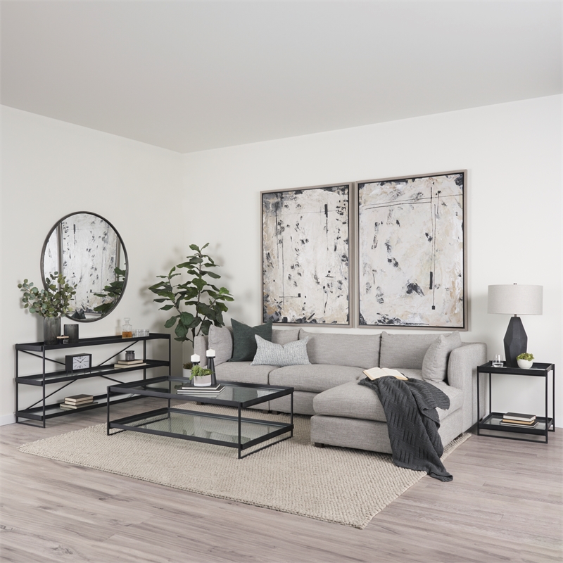 Mercana Trey Black Metal W/Glass Accent Table