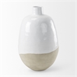 Mercana Amos White And Dark Beige Color Blocked Ceramic Floor Vase