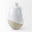 Mercana Amos White And Dark Beige Color Blocked Ceramic Floor Vase