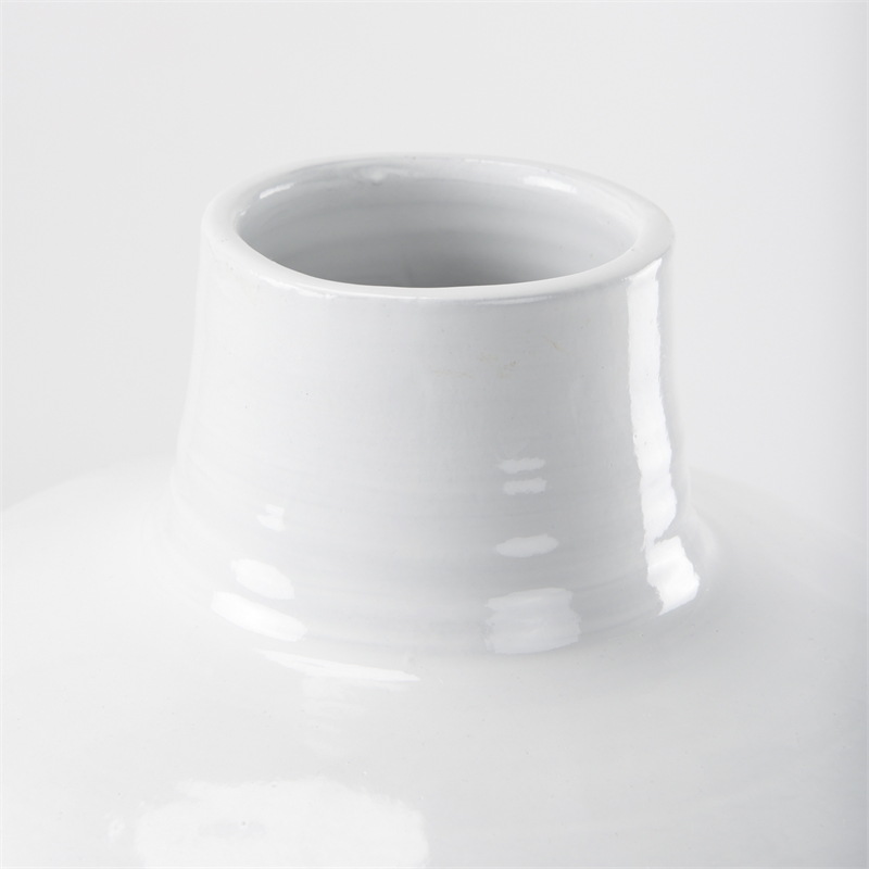Mercana Amos White And Dark Beige Color Blocked Ceramic Floor Vase