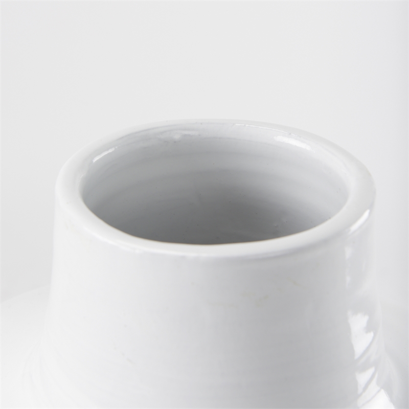 Mercana Amos White And Dark Beige Color Blocked Ceramic Floor Vase
