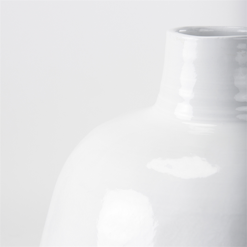Mercana Amos White And Dark Beige Color Blocked Ceramic Floor Vase