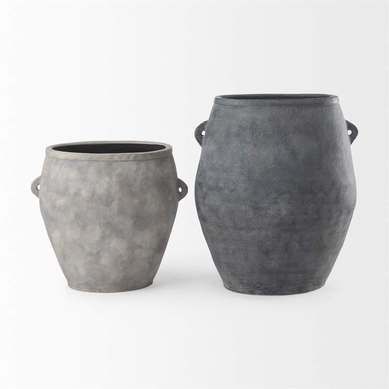 Mercana Zuma 27.2L X 20.5W X 31.9H Dark Gray Ceramic Floor Vase