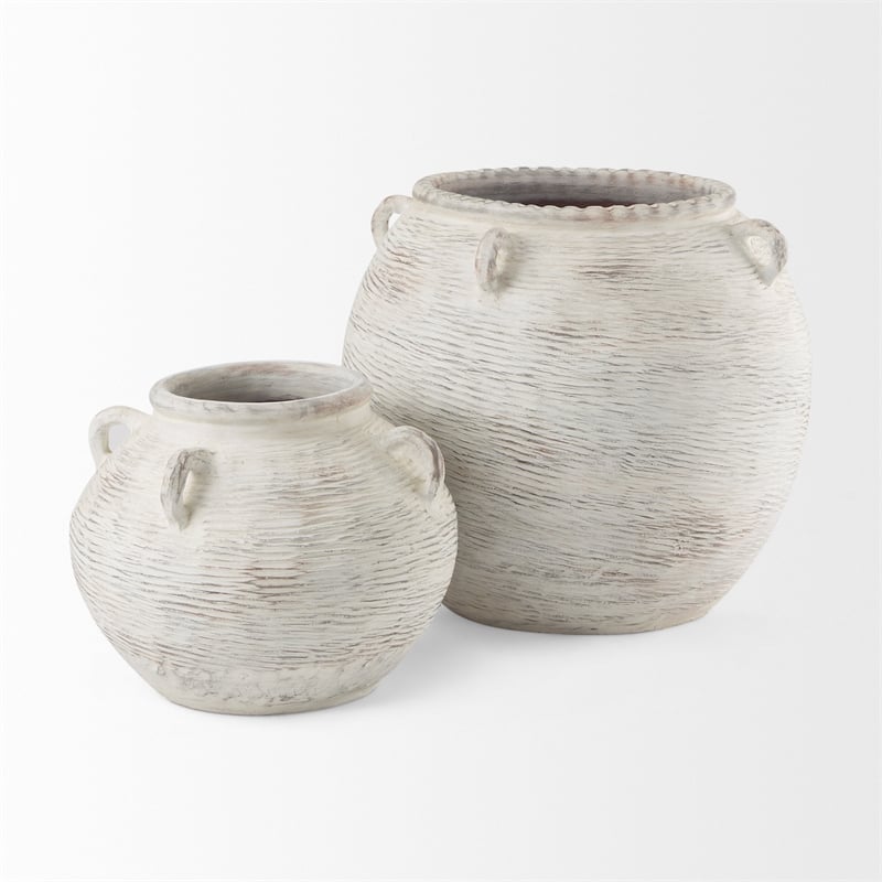 Mercana Misha 25.2L X 25.2W X 22.4H Cream Ceramic Floor Vase