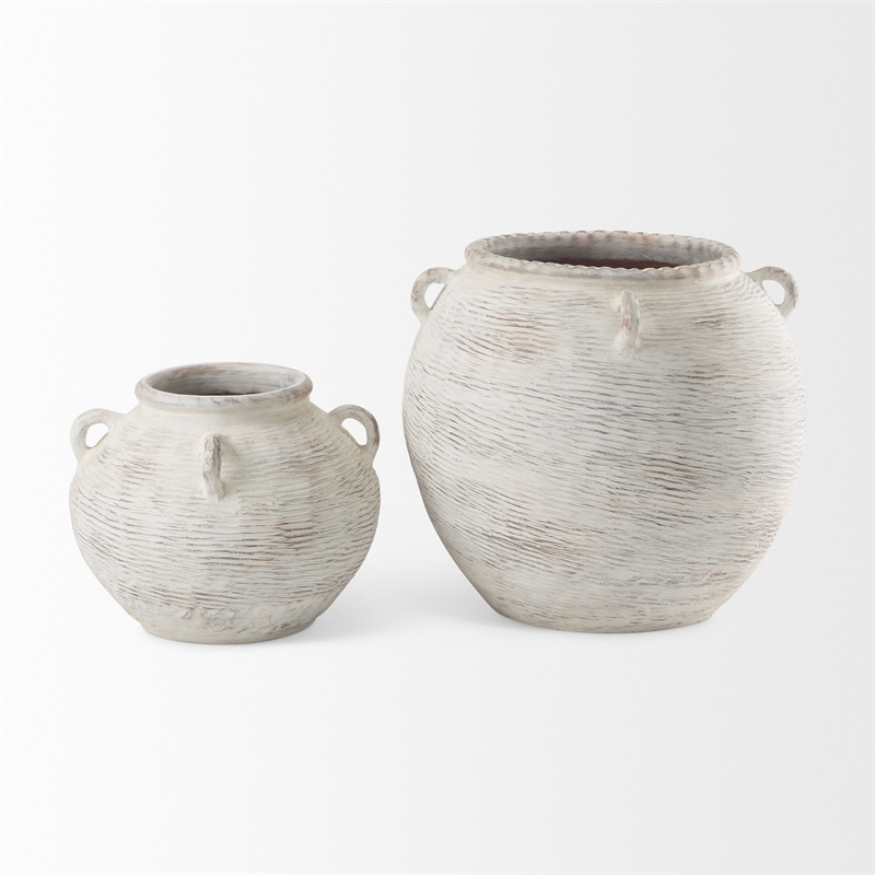 Mercana Misha 25.2L X 25.2W X 22.4H Cream Ceramic Floor Vase