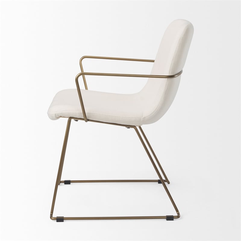 Mercana Sawyer Cream Fabric Wrap Gold Metal Frame Dining Chair