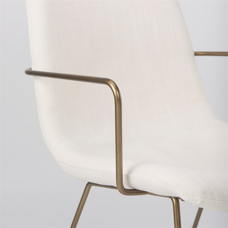 Mercana Sawyer Cream Fabric Wrap Gold Metal Frame Dining Chair