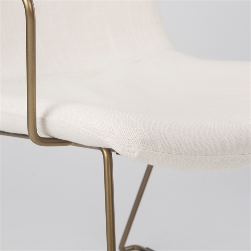 Mercana Sawyer Cream Fabric Wrap Gold Metal Frame Dining Chair