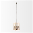 Mercana Kiley Warm Wood Basket Lantern Pendant Light Brown