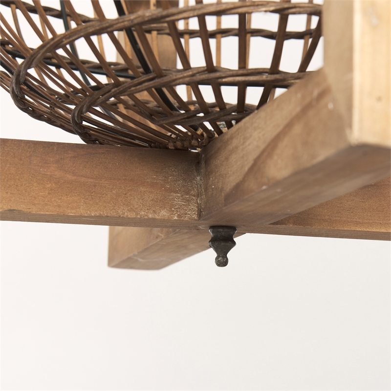 Mercana Kiley Warm Wood Basket Lantern Pendant Light Brown