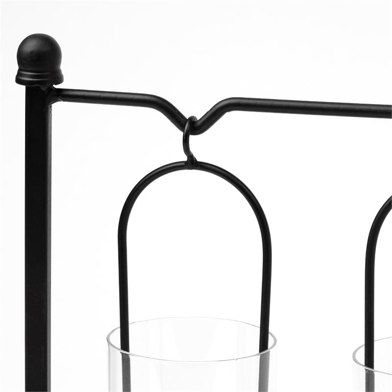 Mercana Erlen Matte Black Metal Hanging Votive Five Candle Table Candle Holder