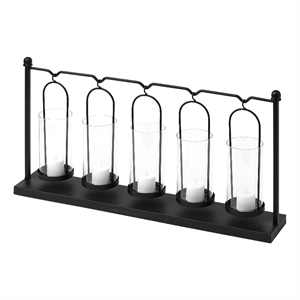 Mercana Erlen Matte Black Metal Hanging Votive Five Candle Table Candle Holder