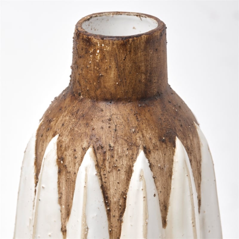 Mercana Sisko I Short Rustic Brown White Ceramic Vase