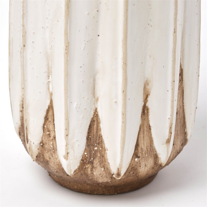 Mercana Sisko I Short Rustic Brown White Ceramic Vase