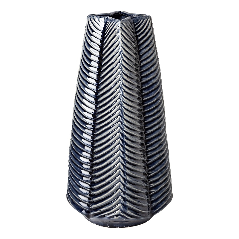 Mercana Bashir Ii Large Dark Navy Gloss Ceramic Vase