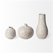 Mercana Jadiza Ii Medium White Glaze Floral Pattern Vase