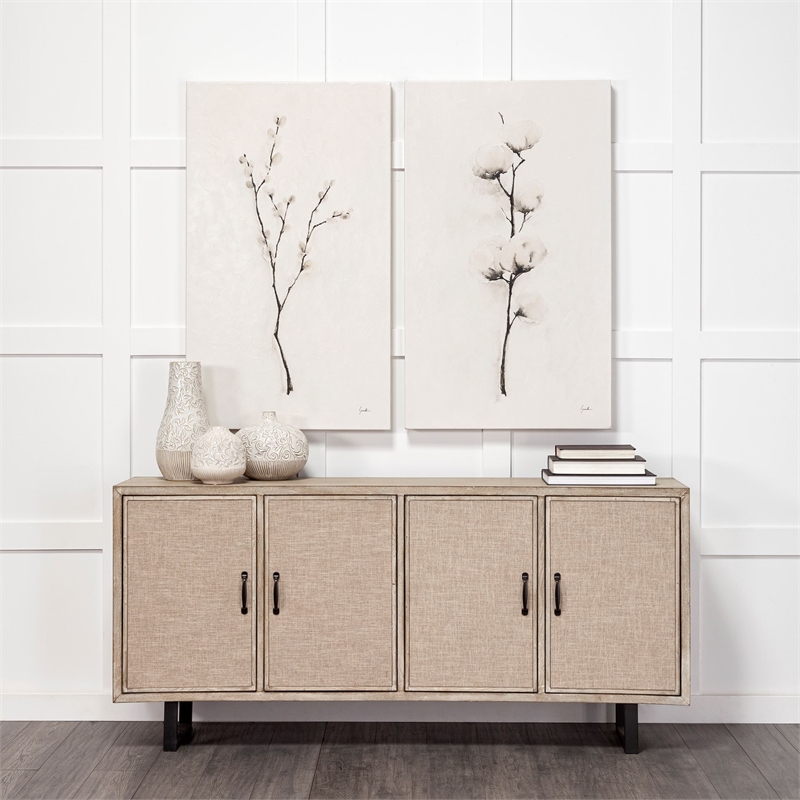 Mercana Jadiza Ii Medium White Glaze Floral Pattern Vase