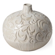 Mercana Jadiza Ii Medium White Glaze Floral Pattern Vase