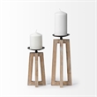 Mercana Astra Large Light Brown Wood Pedestal Base Table Candle Holder