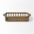 Mercana Louis Set Of 2 Natural Wood Slated Nesting Trays in Brown