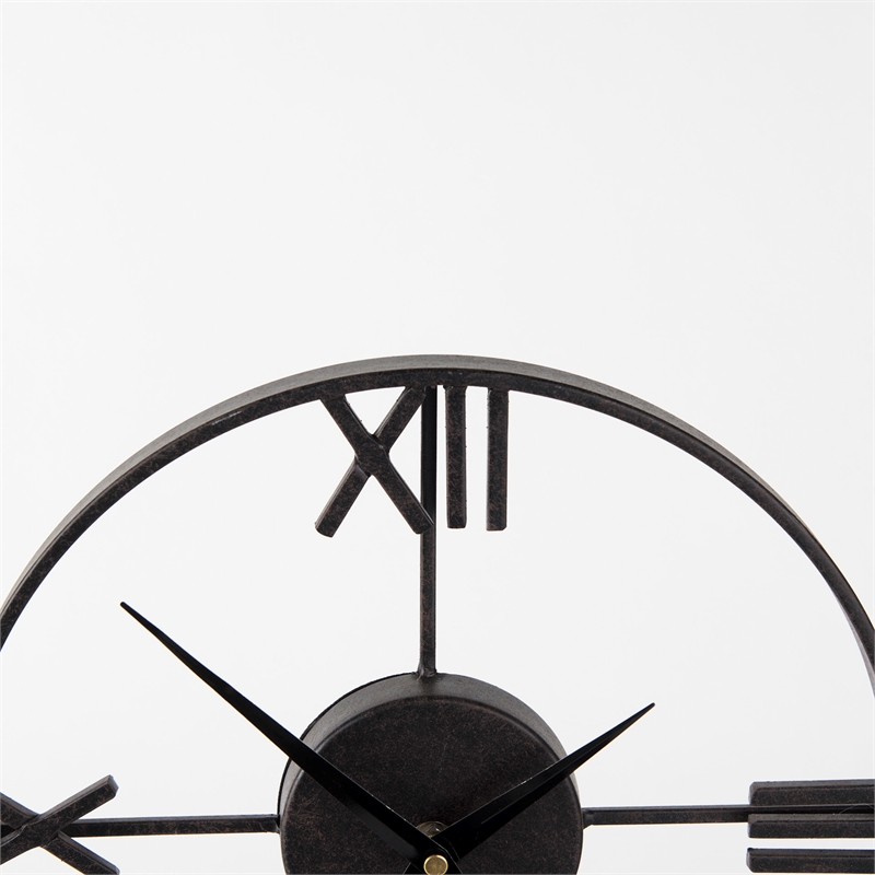 Mercana Oris Black Metal/Wood Open Frame Table Clock in Black