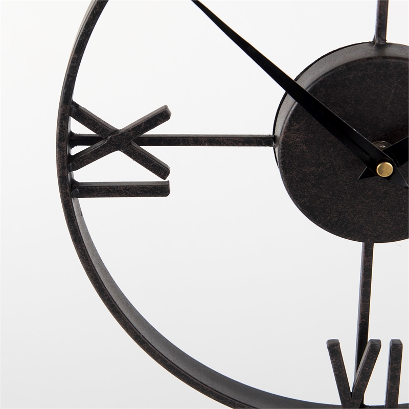 Mercana Oris Black Metal/Wood Open Frame Table Clock in Black