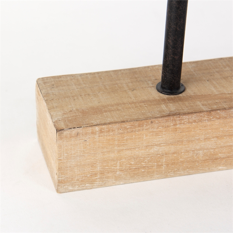 Mercana Oris Black Metal/Wood Open Frame Table Clock in Black