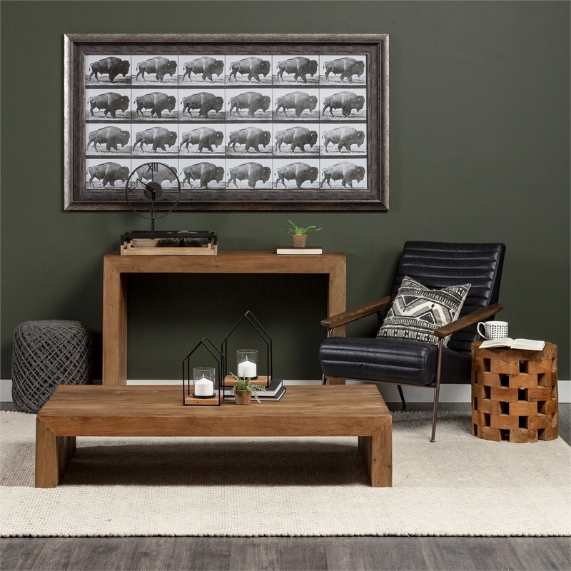 Mercana Ross Natural Wood W/ Black Metal Nesting Trays in Brown (Set Of 2)