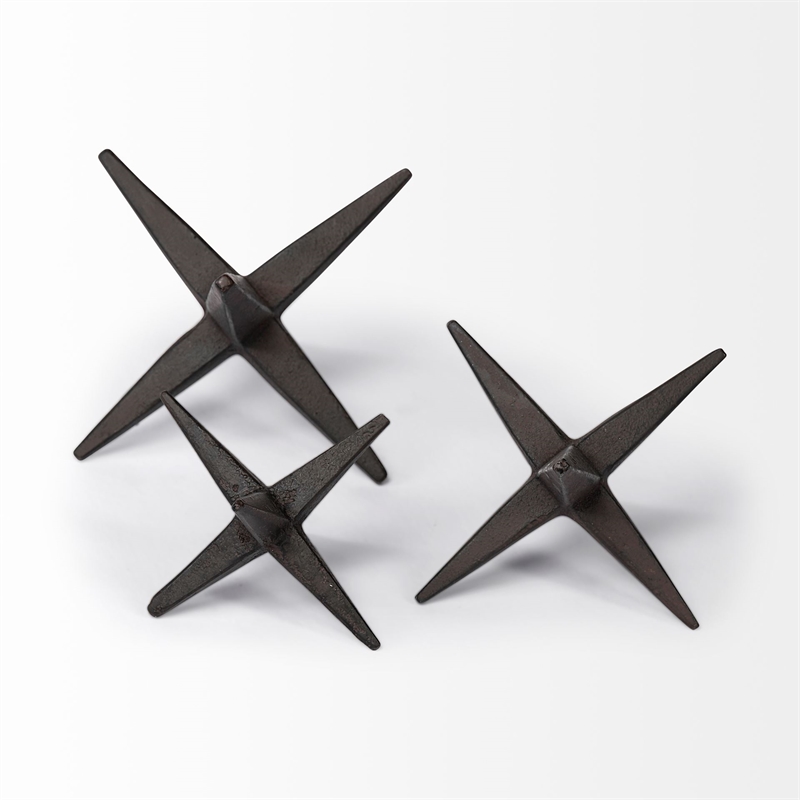 Mercana Rhea Brown Cast Iron Small Medium Large Jacks (Set Of 3)