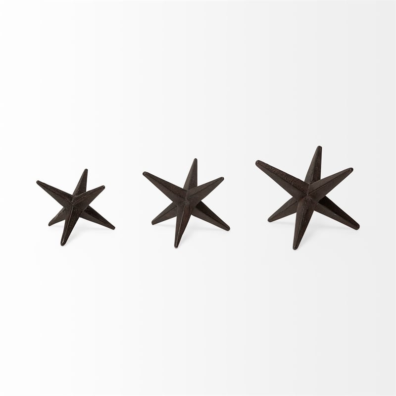 Mercana Rhea Brown Cast Iron Small Medium Large Jacks (Set Of 3)