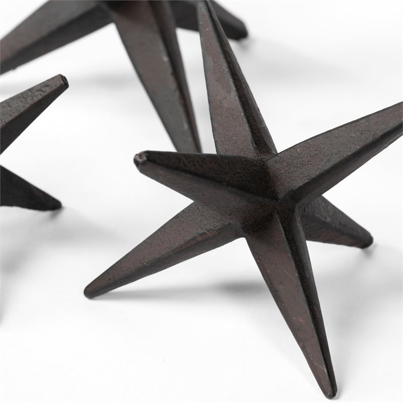 Mercana Rhea Brown Cast Iron Small Medium Large Jacks (Set Of 3)