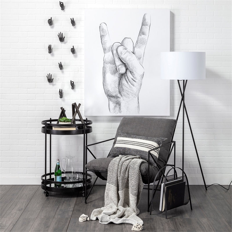 Mercana Bastian Large 9L X 8W Black Metal Abstract Object in Dark Gray