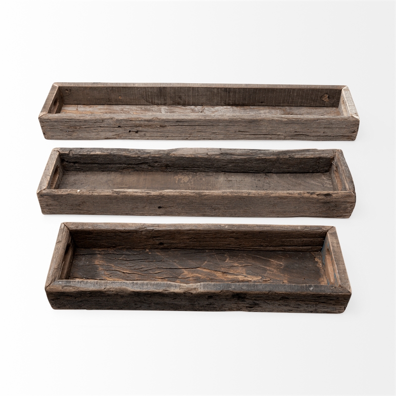 Mercana Vernon Medium 30L X 7W Brown Reclaimed Wood Tray