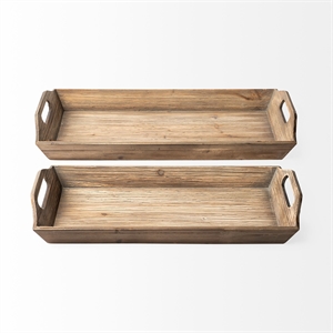 Mercana Tawny (Set Of 2) Natural Wooden Trays in Brown