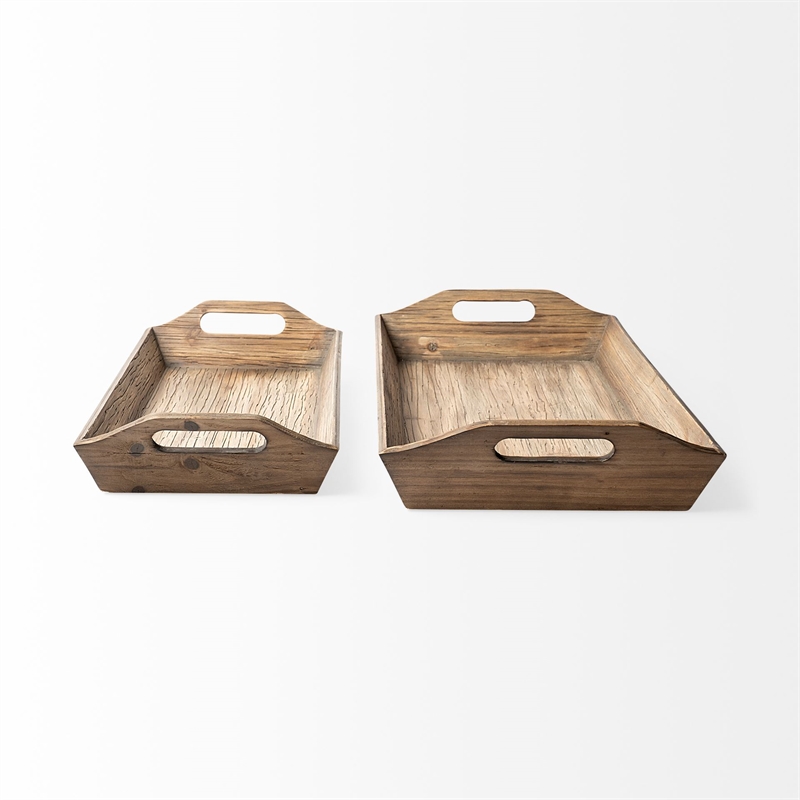Mercana Tawny (Set Of 2) Natural Wooden Trays in Brown