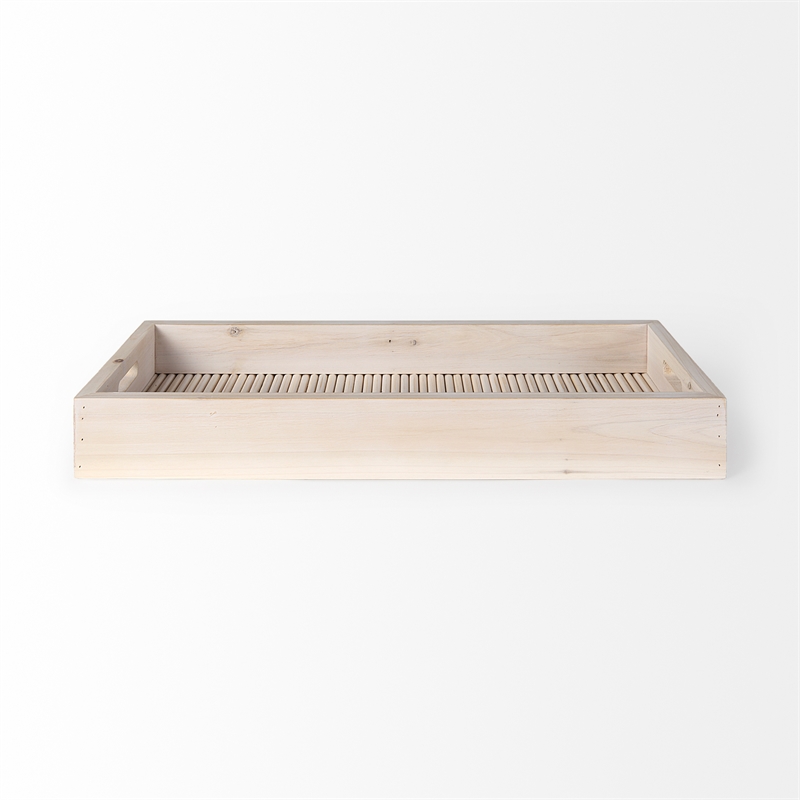 Mercana Horatio 28L X 12W Natural Wood Rectangular Serving Tray in Brown