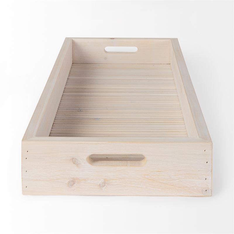 Mercana Horatio 28L X 12W Natural Wood Rectangular Serving Tray in Brown