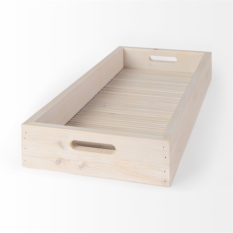 Mercana Horatio 28L X 12W Natural Wood Rectangular Serving Tray in Brown