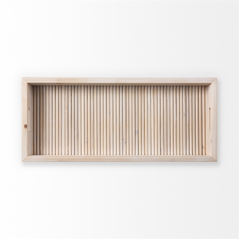 Mercana Horatio 28L X 12W Natural Wood Rectangular Serving Tray in Brown