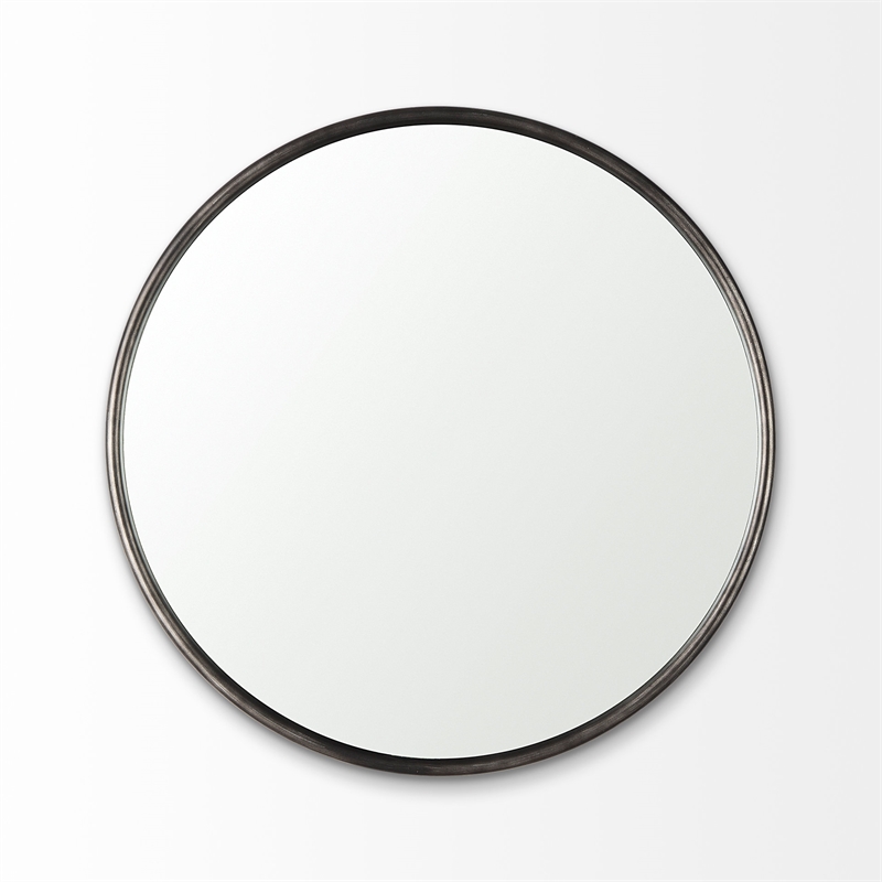 Mercana Piper 35.8L X 1.0W X 35.8H Small Black Metal Round Wall Mirror