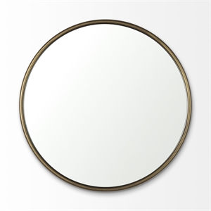 Mercana Piper 35.8L X 1.0W X 35.8H Small Gold Metal Round Wall Mirror