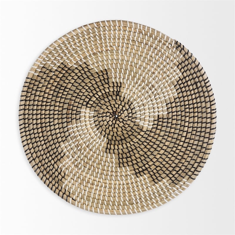 Mercana Luna Large Light Brown Seagrass Round Wall Hanging Plate