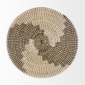 Mercana Luna Large Light Brown Seagrass Round Wall Hanging Plate