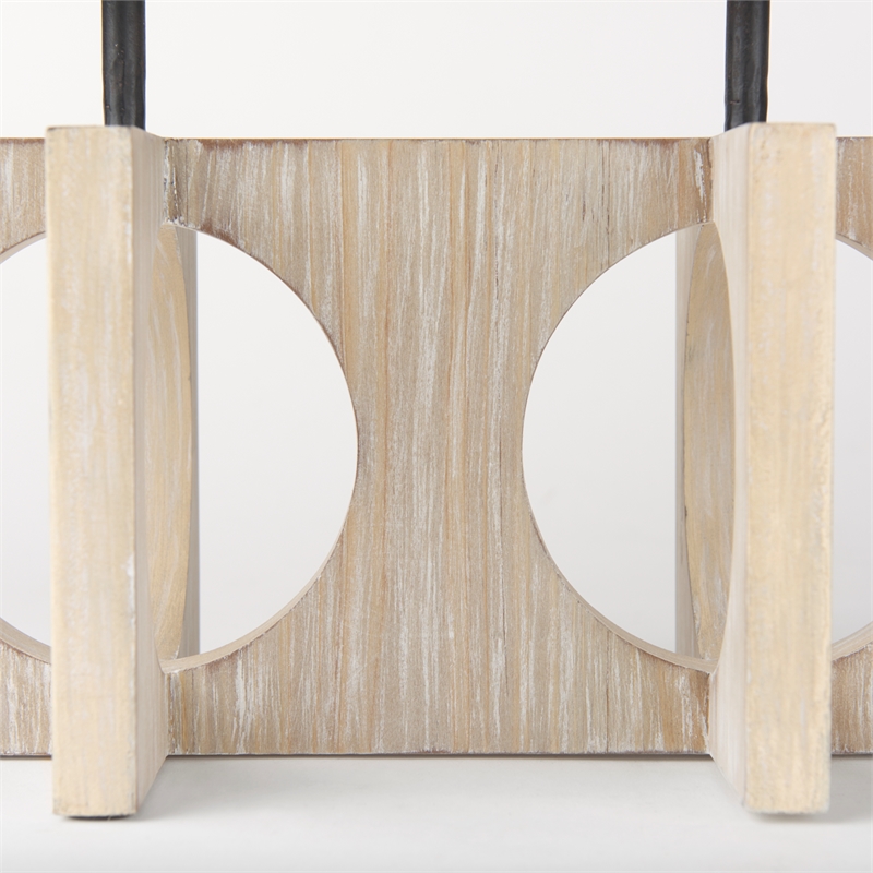 Mercana Cambie Natural Wood W/Black Metal Candle Holders in Brown