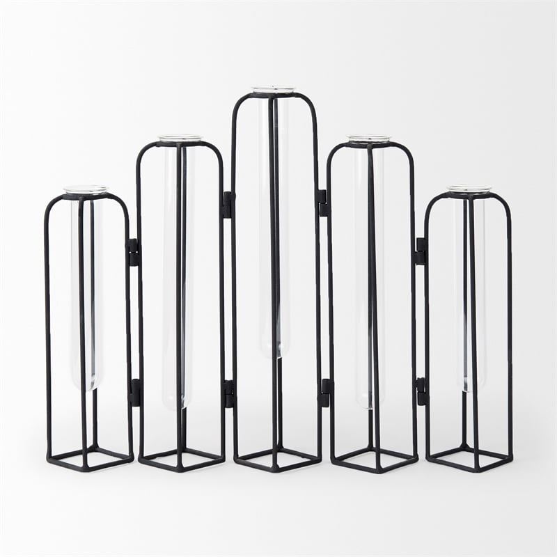 Mercana Mila 13.4L X 2.5W X 11.0H Metal And Glass Decorative Accent in Black