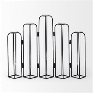 Mercana Mila 13.4L X 2.5W X 11.0H Metal And Glass Decorative Accent in Black