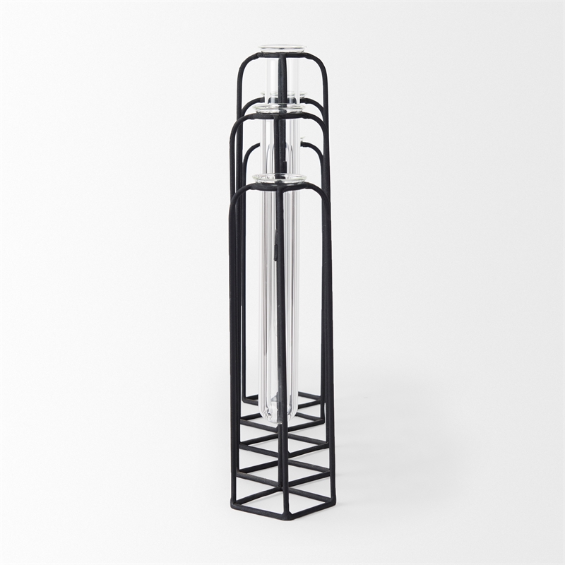 Mercana Mila 13.4L X 2.5W X 11.0H Metal And Glass Decorative Accent in Black