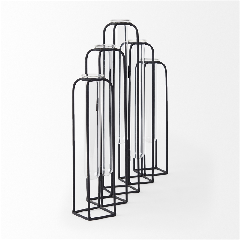 Mercana Mila 13.4L X 2.5W X 11.0H Metal And Glass Decorative Accent in Black