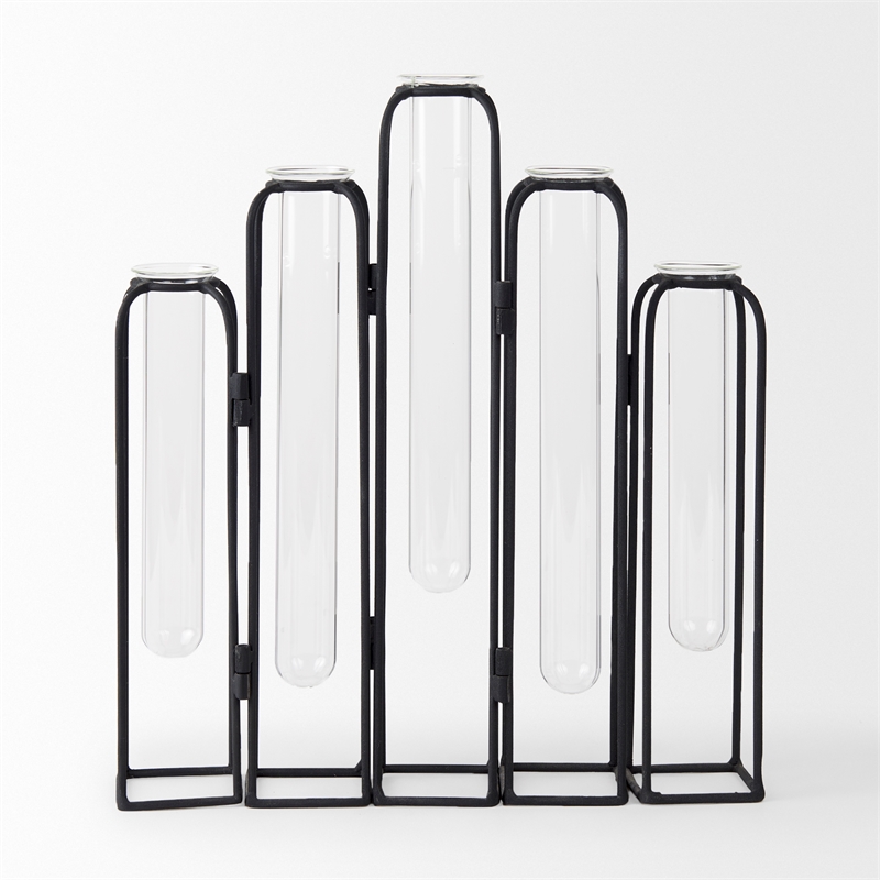 Mercana Mila 13.4L X 2.5W X 11.0H Metal And Glass Decorative Accent in Black